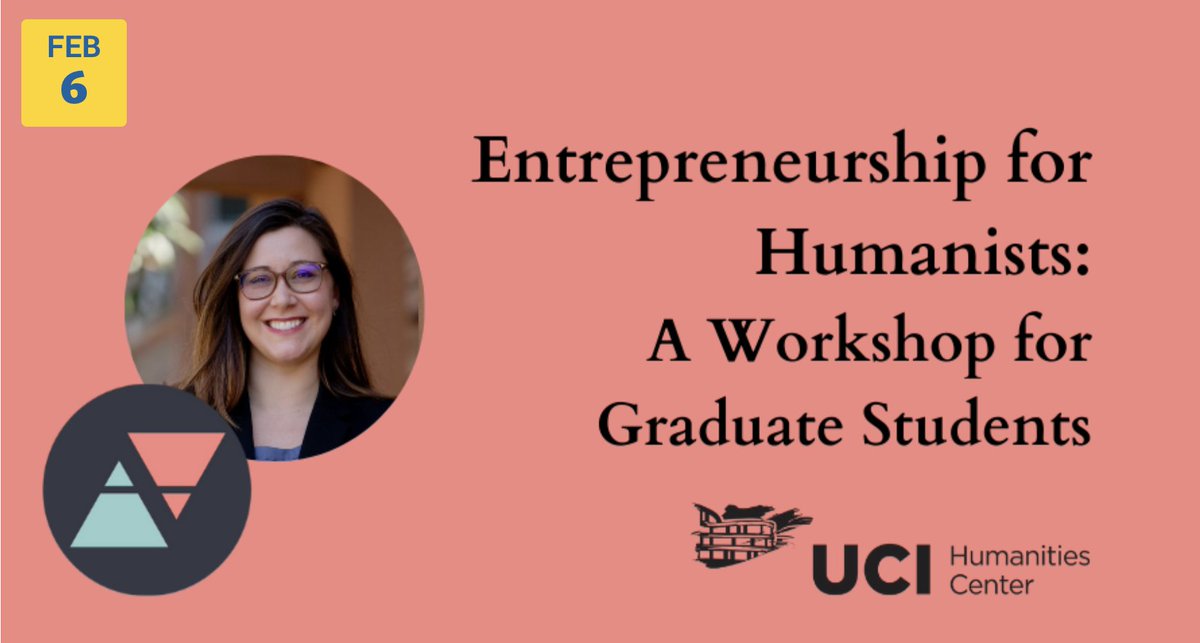 Are you a UC grad student in the humanities or social sciences interested in entrepreneurship? Join a two-part workshop with @EricaMachulak, founder of @HikmaCollective, organized by the UCI Humanities Center. Feb 6 and 13 from 4-5:30 pm on Zoom. humanities.uci.edu/events/enterpr…