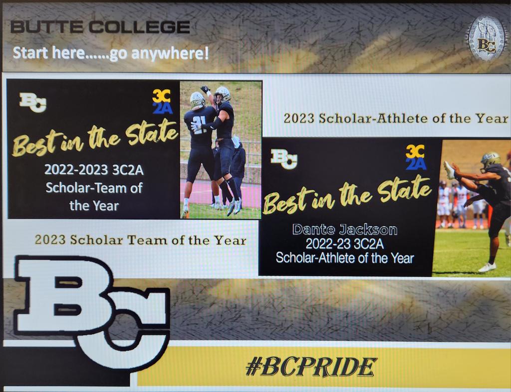 <a href="/ButteFootball/">Butte College Football</a> getting it done in the classroom! <a href="/DanteJacks39842/">Dante Jackson</a> sighting!  #BCPride #traditionnevergraduates #BTA