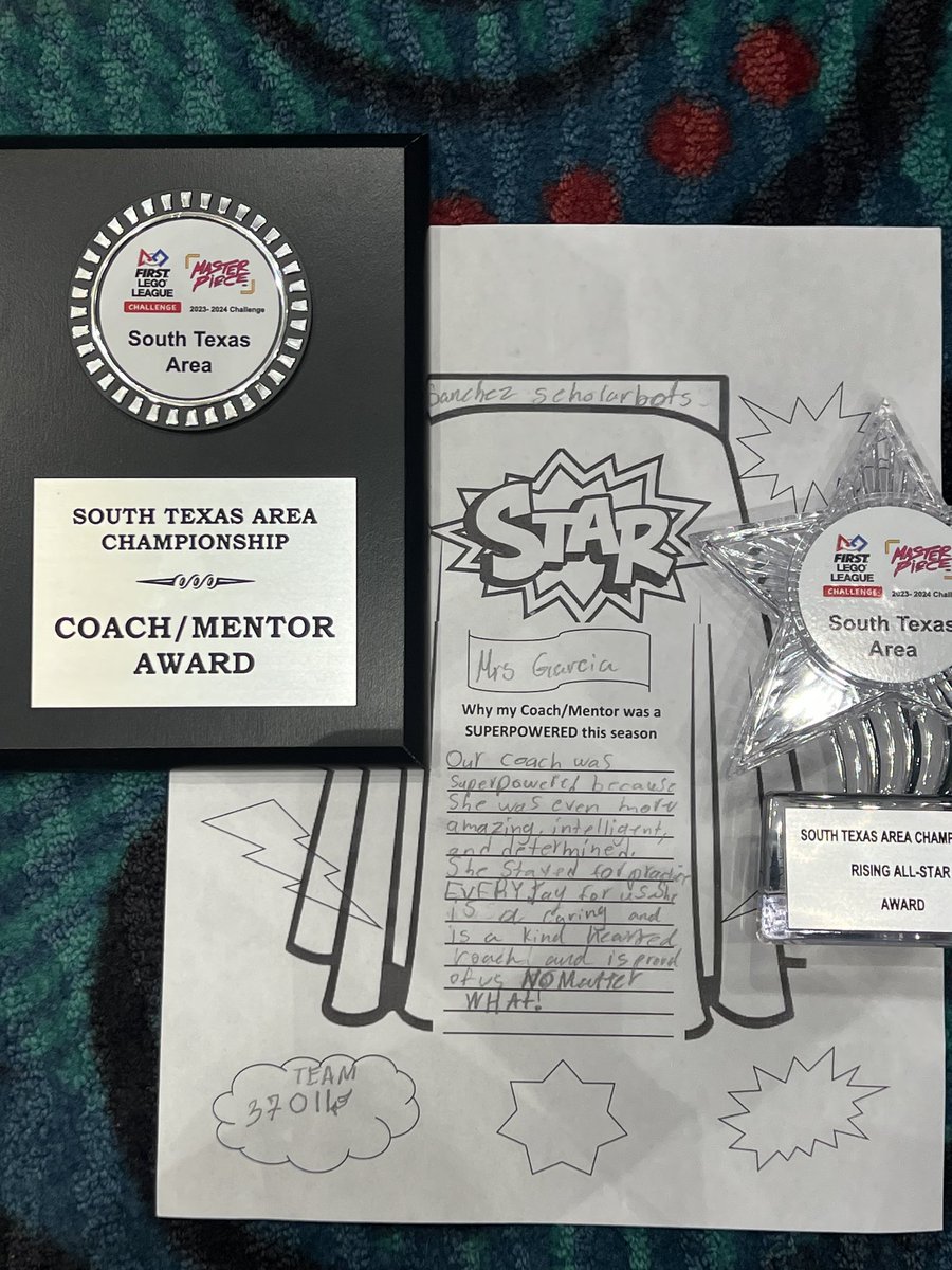 McAllenISDCTE's tweet photo. Congratulations @scholarpride Scholarbots and first year  coach Nora Garcia, on your Rising All-Star Team and Coach Mentor Awards at the  @firstlegoleague South Texas Area Championship #GreatnessStartsHere @McAllenISD https://t.co/IeQuyC8NT7