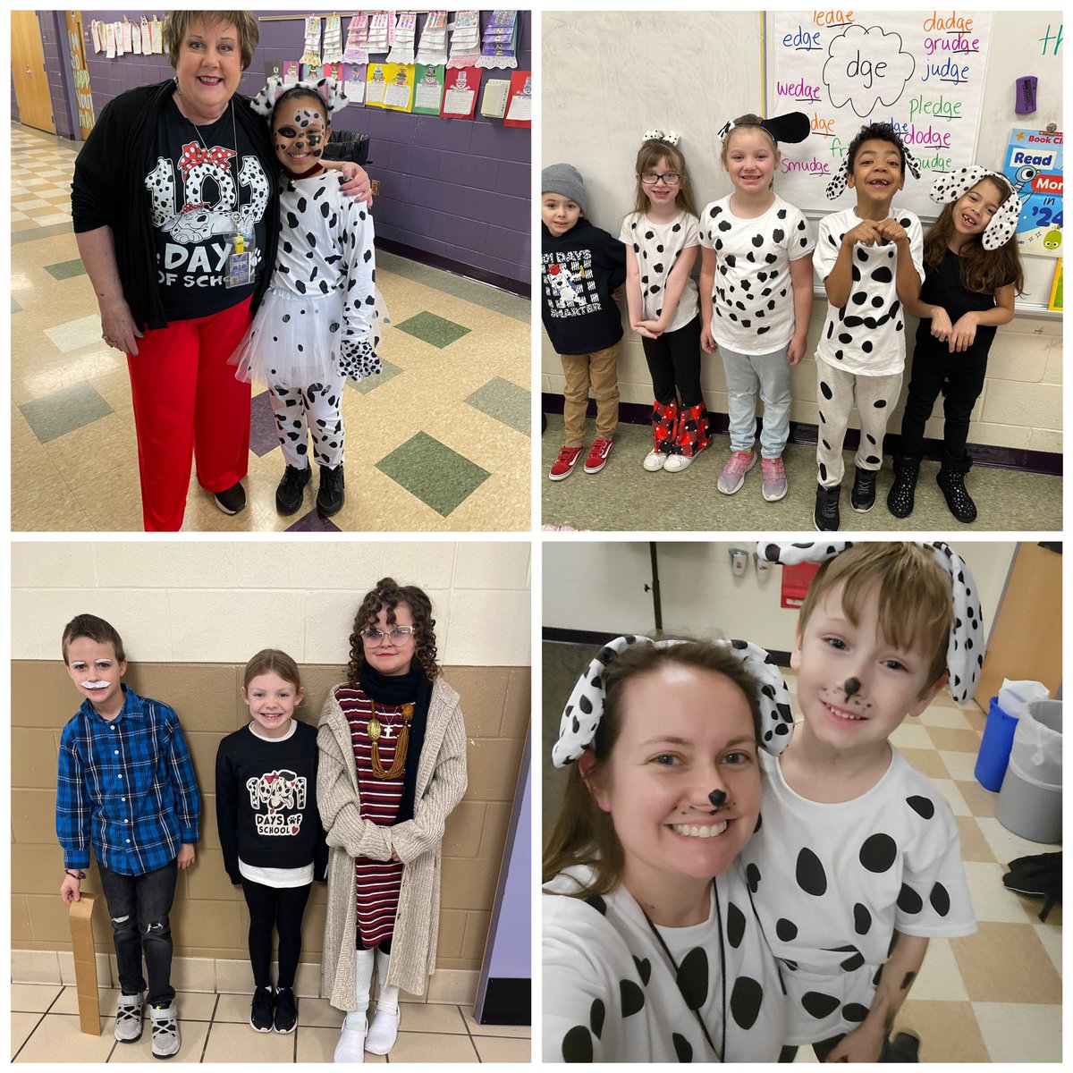 Celebrating the 101st day of school today was so much fun! Dress like you’re 101 or like 101 Dalmatians characters.  Thanks to all who participated.  🖤🤍🖤🤍🖤🤍