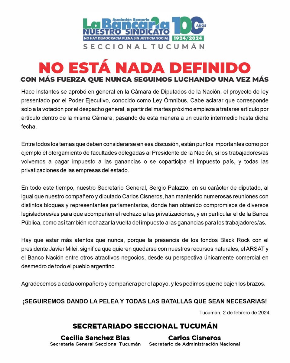 NO ESTÁ NADA DEFINIDO