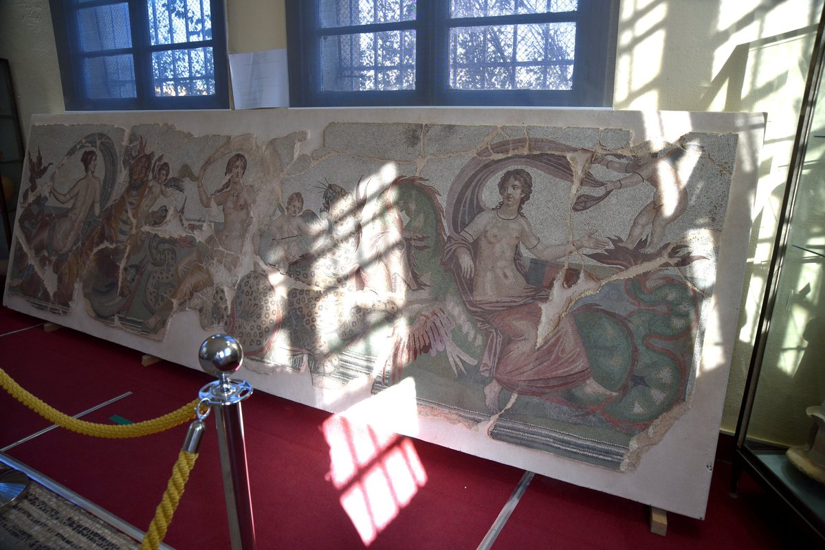 maelassal's tweet photo. Musée de #Lambèse : Mosaïque des Néréides, découverte à Lambèse en 1905.
Sur la mosaïque, signature en caractères grecs, du mosaïste #Aspasios.
Lambèse, antique Lambaesis, commune de la wilaya de Batna, dans les #Aurès à 23 km de #Timgad 🇩🇿
#Algérie
#الجزائر
#Algeria https://t.co/lkc9BVfKkE