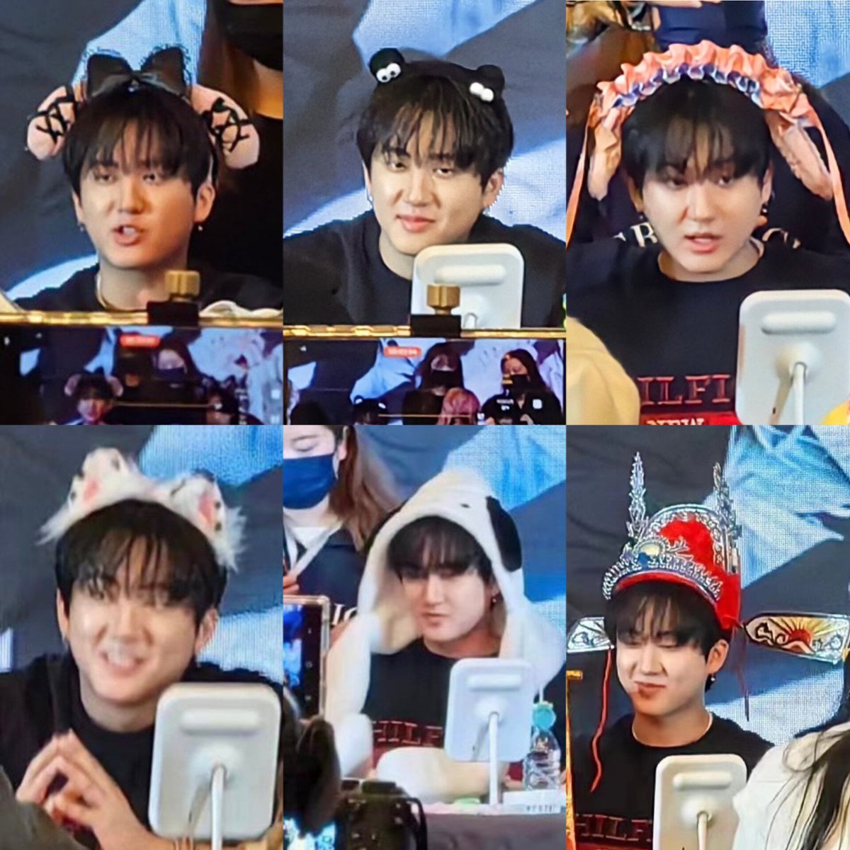 o tanto de chapeuzinho / tiara diferente que ele ganhou 😭😭😭😭😭😭