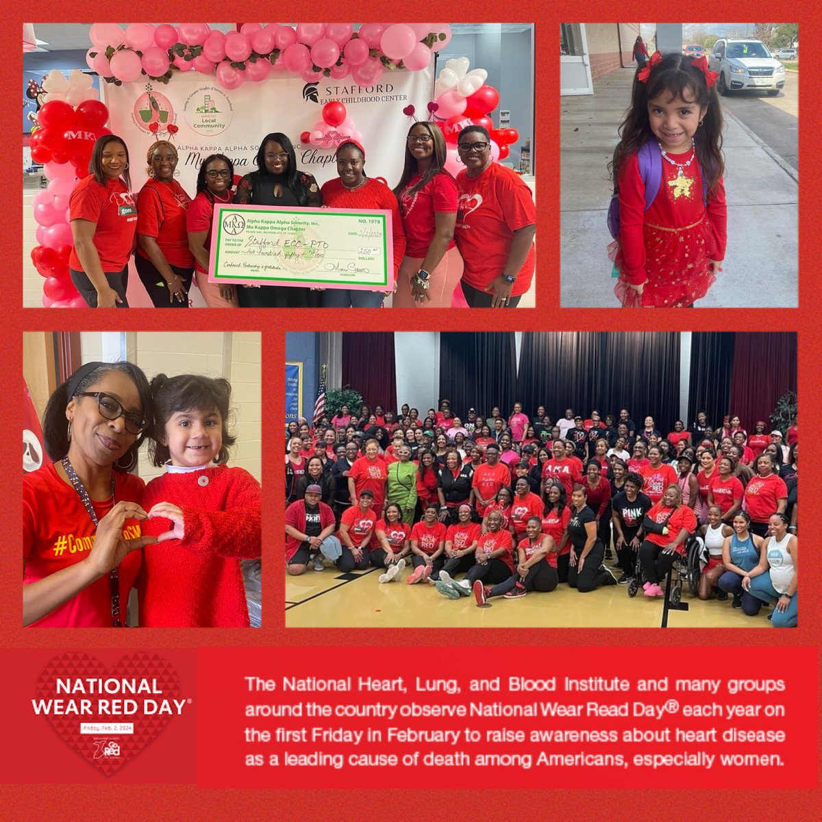 Twyla Hynes, M.Ed. (@twylahynes) on Twitter photo Happy #NationalWearRedDay! Today, we're proud to unite with Mu Kappa Omega Chapter of Alpha Kappa Alpha Sorority, Inc & SECC PTO to raise awareness about heart disease in women. Together, we're making a difference in our community! ❤️ <a href="/StaffordMSD/">Stafford MSD</a> <a href="/DawnDuBose5/">Dawn DuBose, Ed.D.</a> Happy #NationalWearRedDay! Today, we're proud to unite with Mu Kappa Omega Chapter of Alpha Kappa Alpha Sorority, Inc & SECC PTO to raise awareness about heart disease in women. Together, we're making a difference in our community! ❤️ <a href="/StaffordMSD/">Stafford MSD</a> <a href="/DawnDuBose5/">Dawn DuBose, Ed.D.</a>