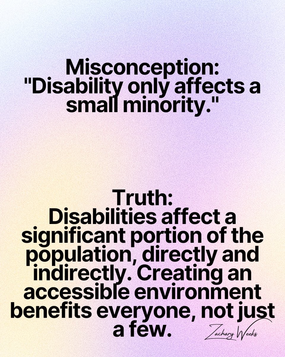 zacharyweeks's tweet photo. Disabilities aren't 'minority' issues—they're human issues. Accessible environments are a win for all. Seen this in action? Tweet your story. #Accessibility #Inclusion https://t.co/vx7CcRpzid