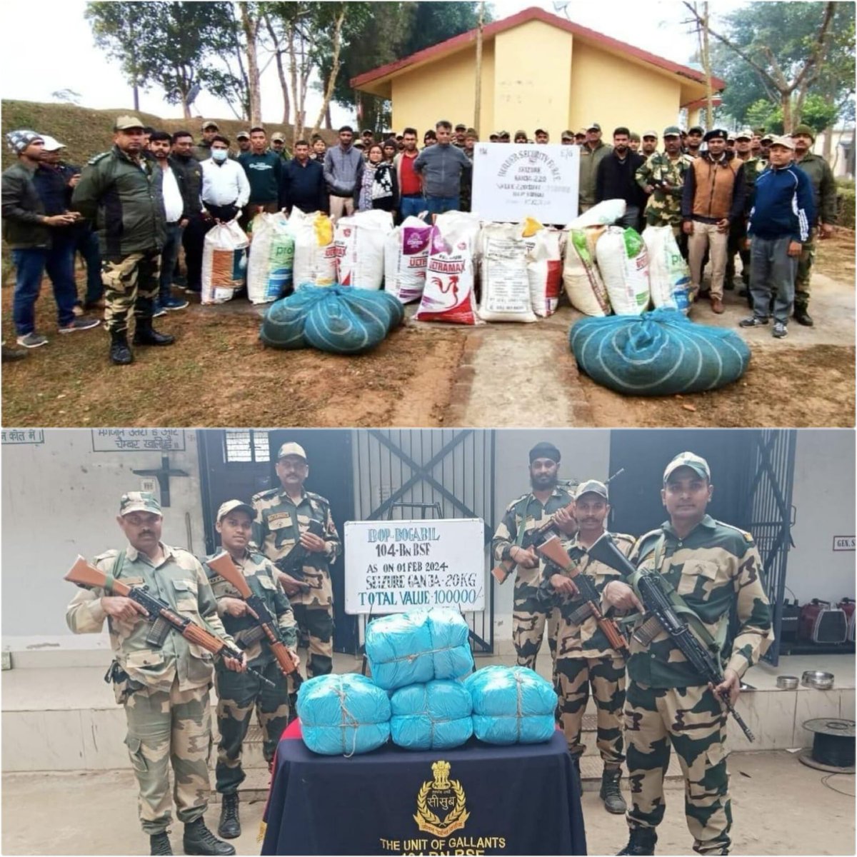 geetadubey574's tweet photo. The BSF soldiers with Tripura Police, Customs Agartala in a joint operation seized 220kgs of Ganja at Jalaibari #Tripura.

#AntiSmugglingDrive #TripuraSafety #JaiHind #BREAKING_NEWS #BREAKING #SayNoToDrugs #TejRan #PoonamPandey https://t.co/CTr5U3CmkP