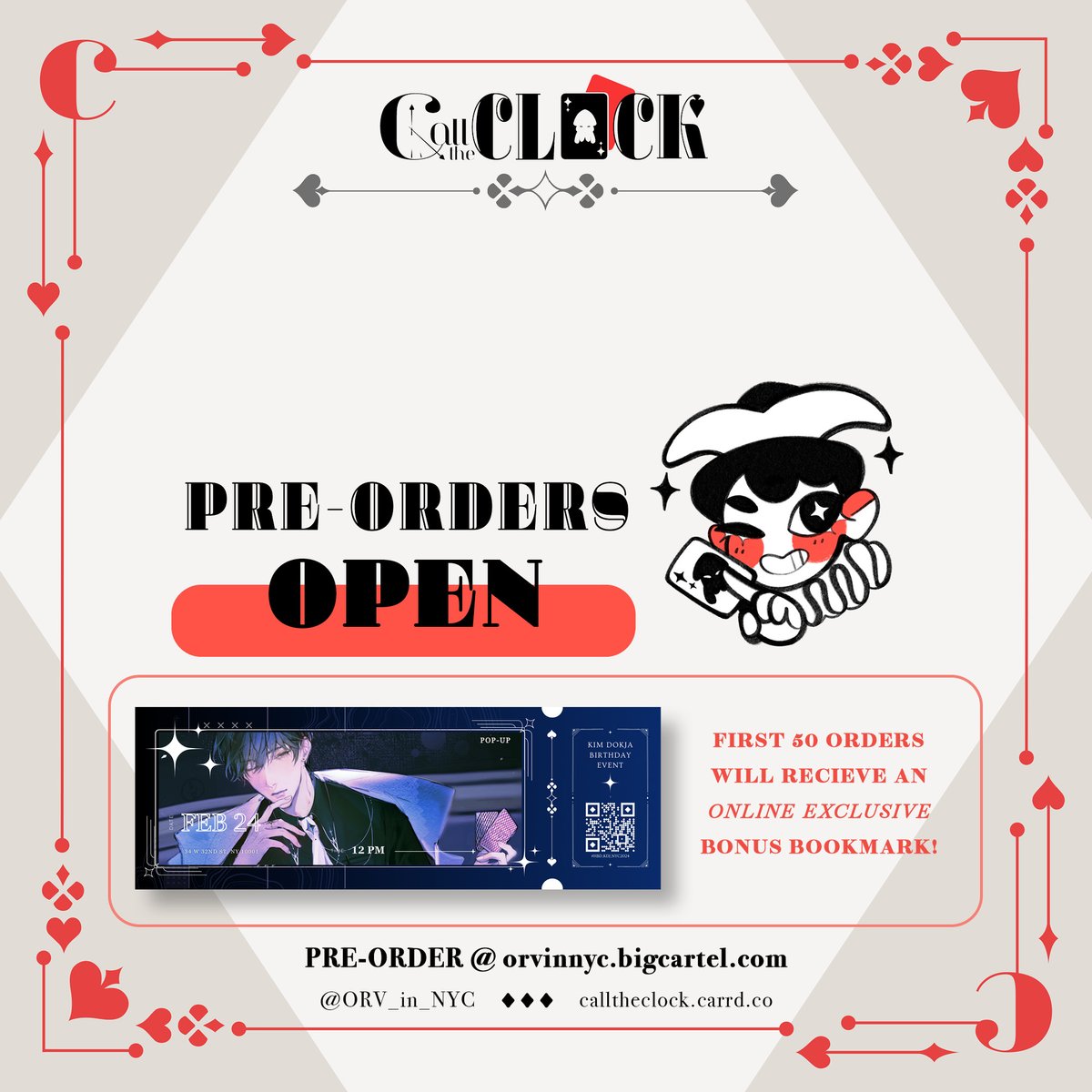 ORV_in_NYC's tweet photo. ✦ PRE-ORDERS ARE OPEN! ✦ 
https://t.co/giT3I3Ya5S

We will be giving a free FULL MERCH BUNDLE to one lucky winner! To be entered into the giveaway you must: 
✦ follow us @ORV_in_NYC 
✦ RT this post 

The giveaway will close on 2/16, good luck! #HBD_KDJ_NYC2024 https://t.co/JXvnE3Vs4K