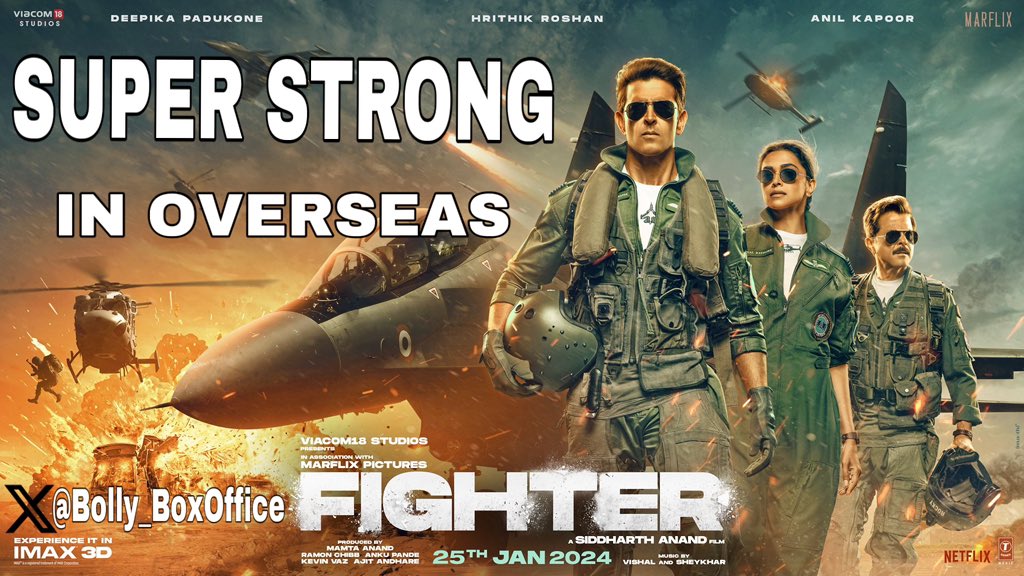 #Fighter SUPER STRONG momentum continues in overseas.. 👌👌

All set to become the Highest grossing Film of #HritikRoshan career that too without Middle East release. 🔥🔥

#SiddharthAnand #DeepikaPadukone