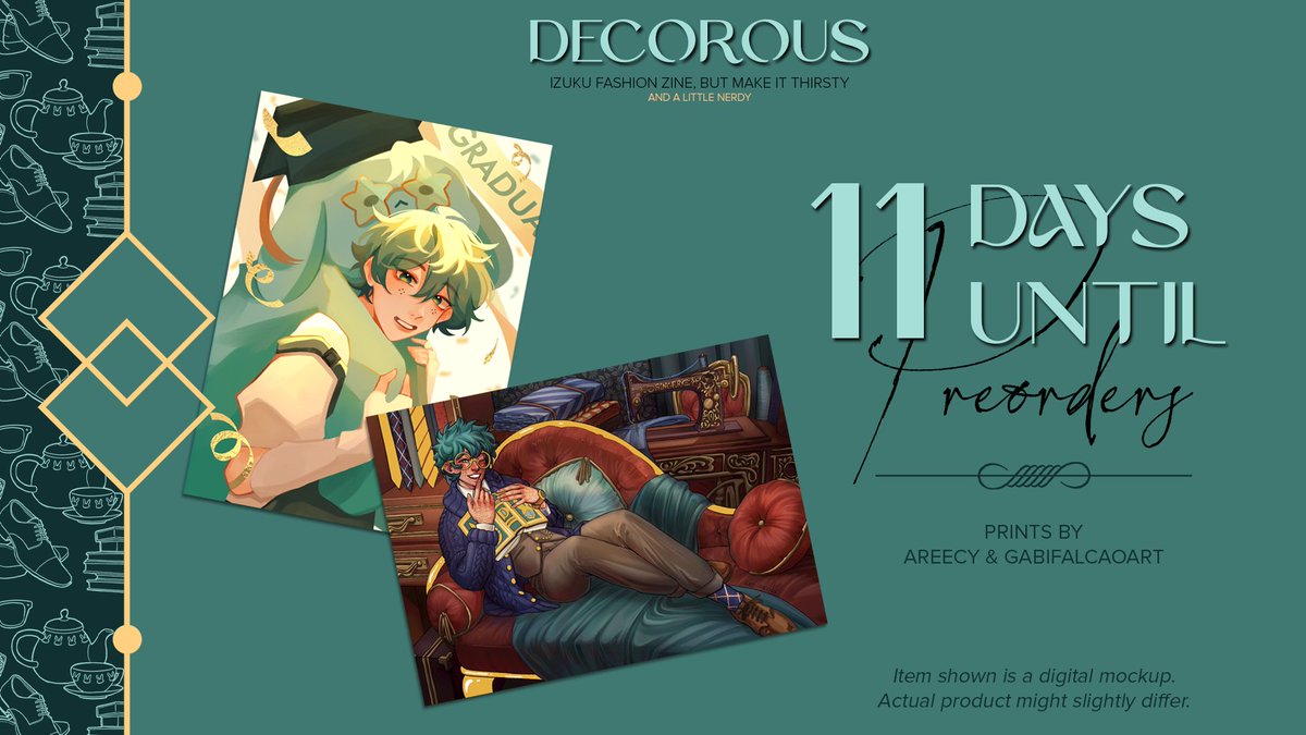📚 11 DAYS📸 

You know what your walls are missing? Some gorgeous prints of Izuku by the fantastic <a href="/areecy_/">aretha! @ cmms open</a> &amp; <a href="/GabiFalcaoArt/">⚡️ GΛBI ⚡️ Commissions CLOSED!</a>!!

Preorders open on February 14th at 11am ET

#dkfashionzine💚