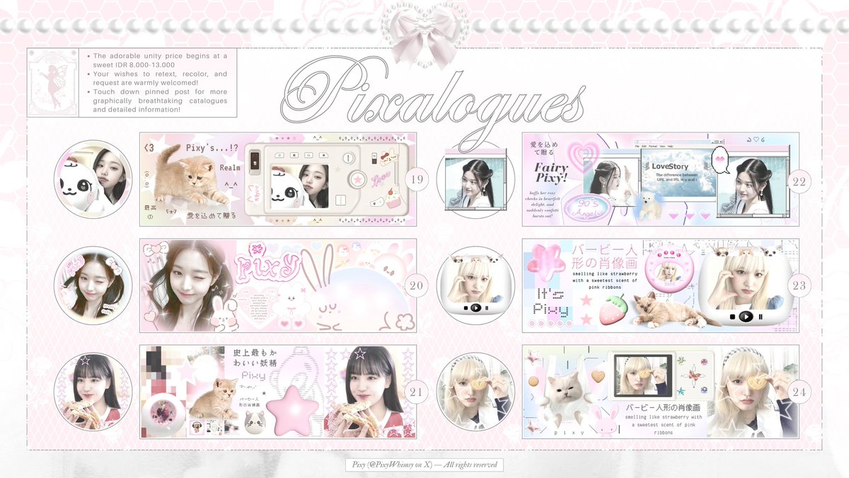 sebuah repost akan sangat berarti!

˖  ࣪ 🐇🪽  melangkah ke dunia pesona dari galeri indah <a href="/PixyWhimsy/">Pixy ᡴꪫ</a>  ୧🌸୨  biarkan binar peri memandumu melihat rona manis kreativitas seni dalam bentuk layout dan custom design. ayo kunjungi profilnya untuk katalog selengkapnya! 💌

#zonauang