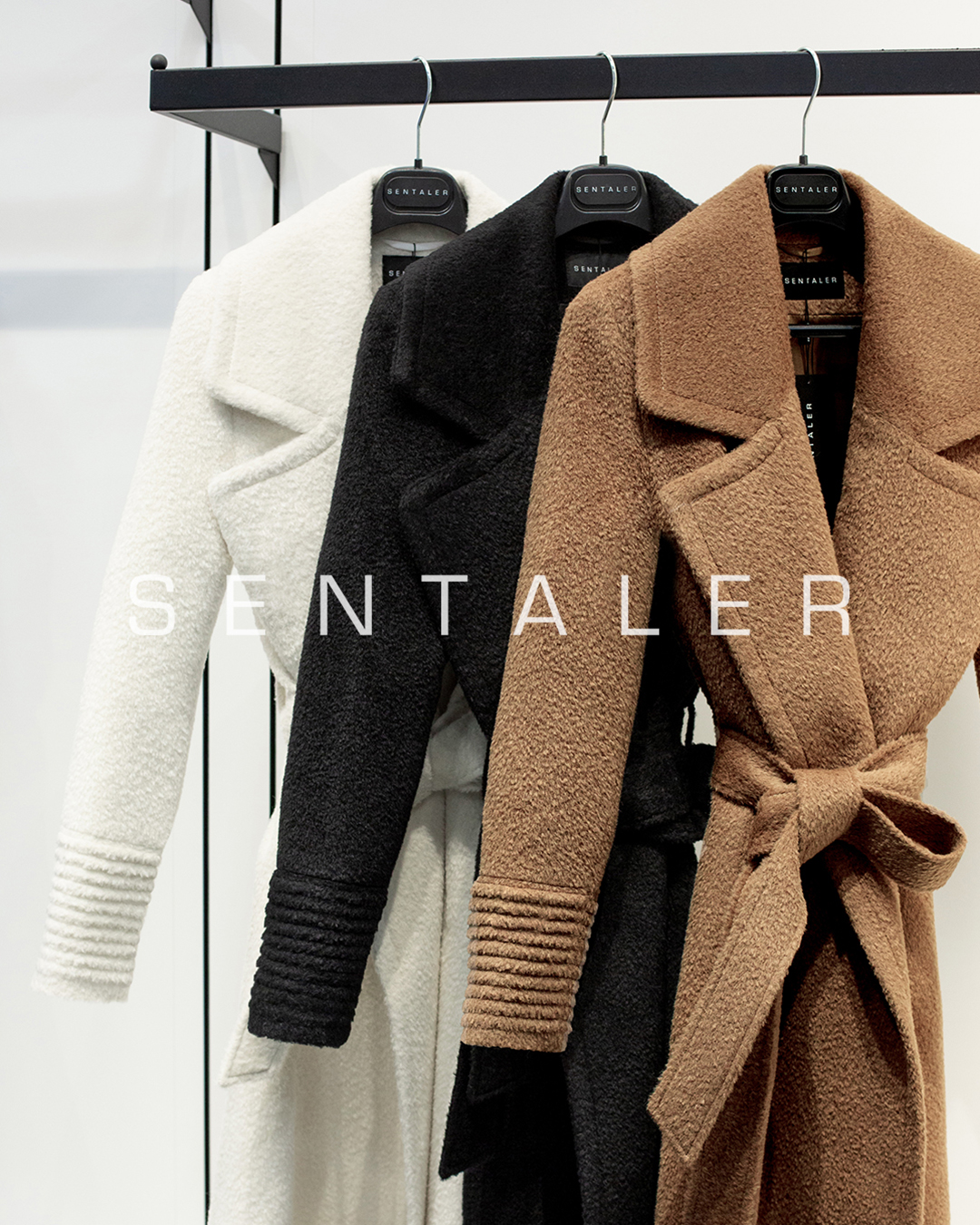 Sentaler camel coat top