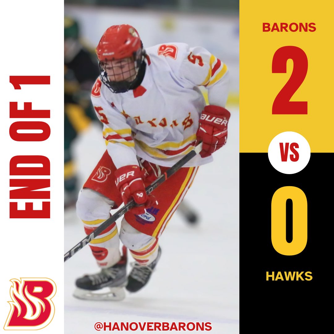 HanoverBarons's tweet photo. Barons lead 2-0 after one. SOG are 18-11 for the B’s! #KeepErGoing #GoBaronsGo https://t.co/oxf3tIPPNJ