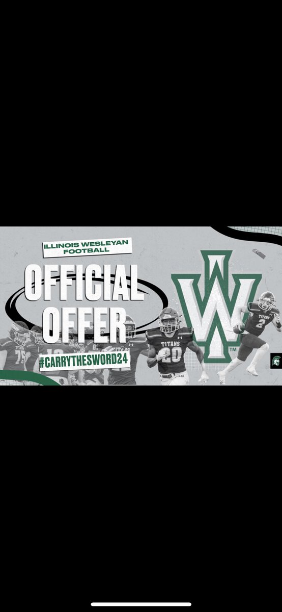 Honored to say that I have received an offer to continue playing at @IWUTitanFball Thank you @CoachYoungIWU and the rest of the staff. @Tyler_Plantz @CelticsFootball @_CoachJobe @DeepDishFB @PrepRedzoneIL