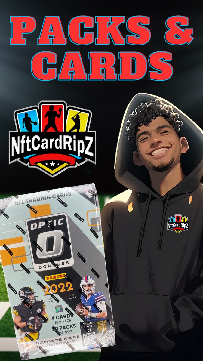 Do y'all see what we have? We're back with another show on #Whatnot! Set your reminders and tune into our show. We'll be selling retail packs on Donruss Optic NFL 2022 and auctioning cards from a variety of supports. LFG!

#thehobby #NFL #NFTCardRipZ #collectors