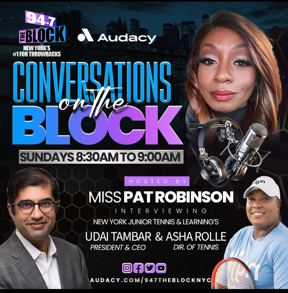 The New York Junior Tennis League was founded in 1971 by Arthur Ashe. Join me as I talk with CEO Udai Tambar and Asha Rolle a highly ranked tennis player & Director of Programs @nyjtl Sunday on @947theblock on @convos_ontheblock for a great conversation! #blackhistory365