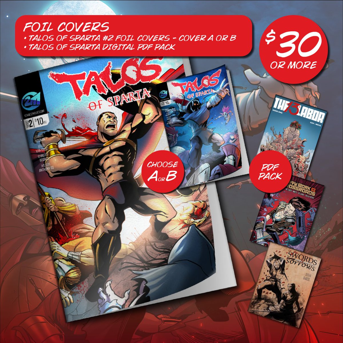 🔥 Exciting News! 🌟 Elevate your Talos of Sparta collection with our NEW limited-edition foil covers! ✨ Choose between Cover A or B and add a touch of brilliance to this epic tale. Back us now to secure your exclusive foil cover: tinyurl.com/bpa83ter #TalosOfSparta #comics