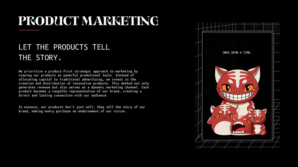 1️⃣0️⃣ Product Marketing

We prioritize a product-first strategic approach to marketing by viewing our products as power promotional tools.