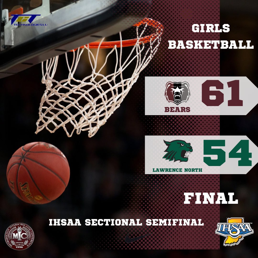 Great win Bears!
Sectional Championship is tomorrow night vs Warren Central