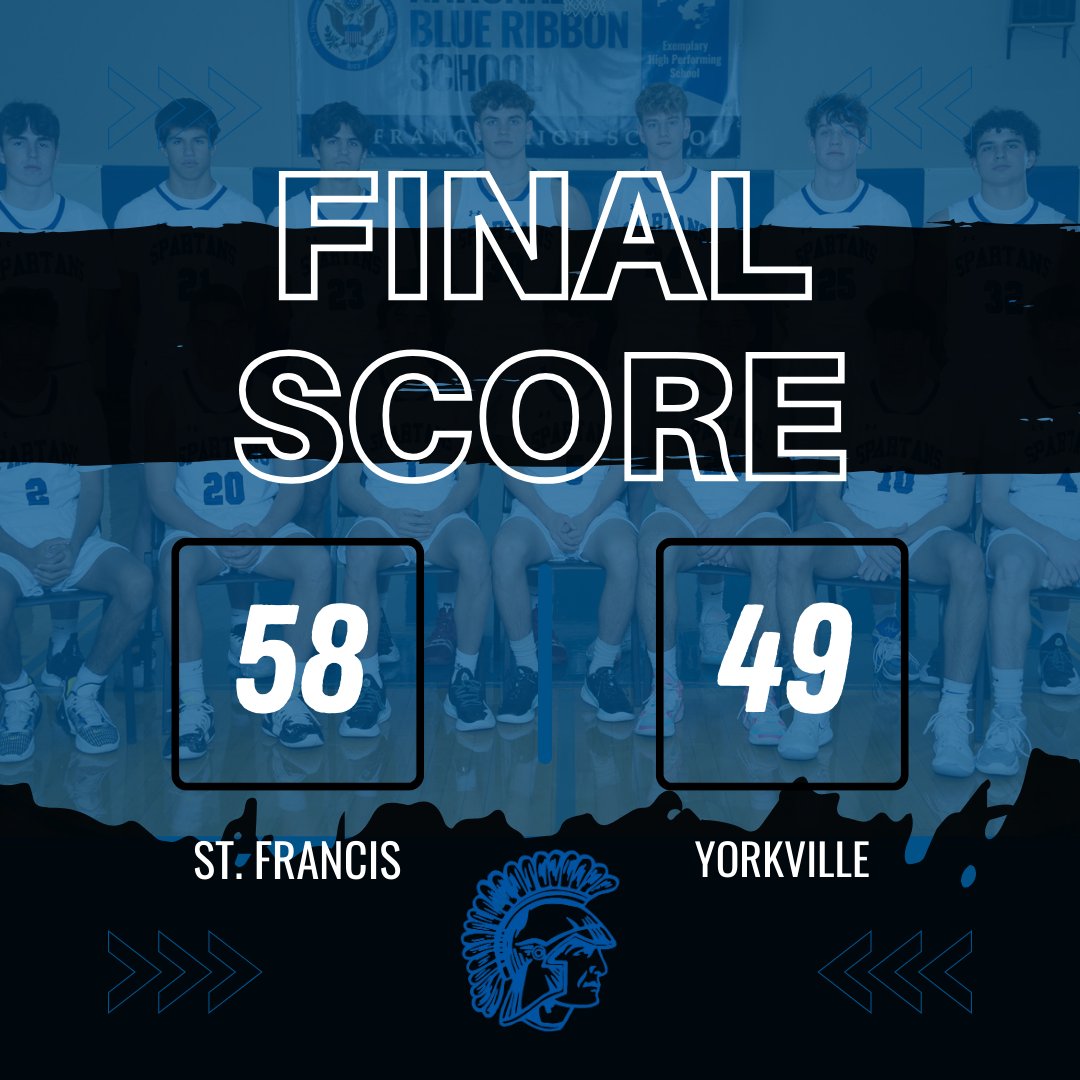 Spartans win 58-49 at home against Yorkville. Great team effort! #OneStandard McEwen: 22pts Ston: 11pts 📰: @michaelsobrien @joehoopsreport @dhpreps @KaneCountyPreps @HardwoodPrepsIL @ILHoopProspects @scottybscout @hsbballjg