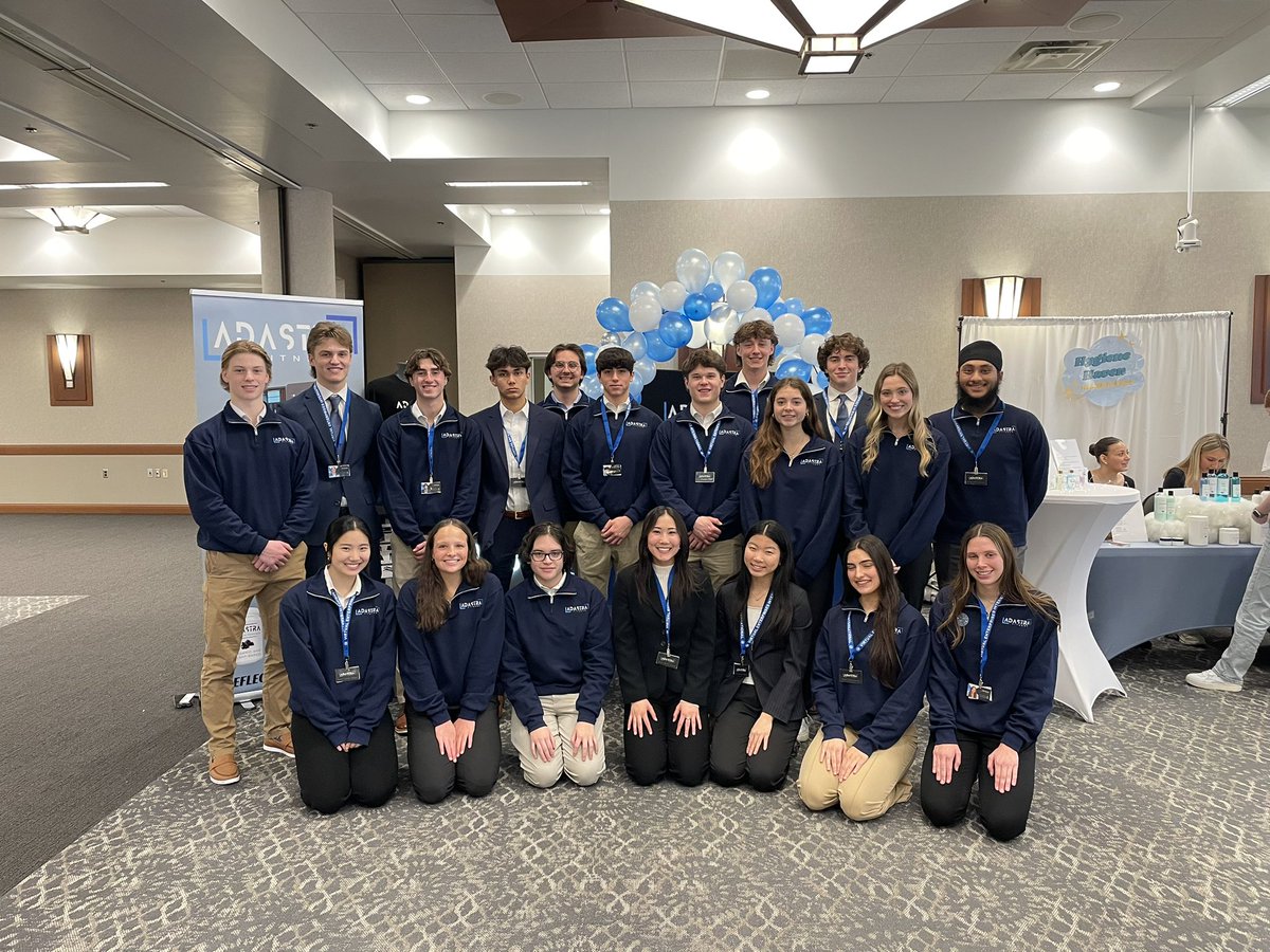 K_cryderman's tweet photo. Proud mama bear moment / Adastra won FIRST 🥇 place in the Michigan state business plan competition! 🖐️ ☝️ years in a row! 🎉 they also won best trade booth! @VEInternational @WeAreSCHS https://t.co/pnEZ3Y98NA