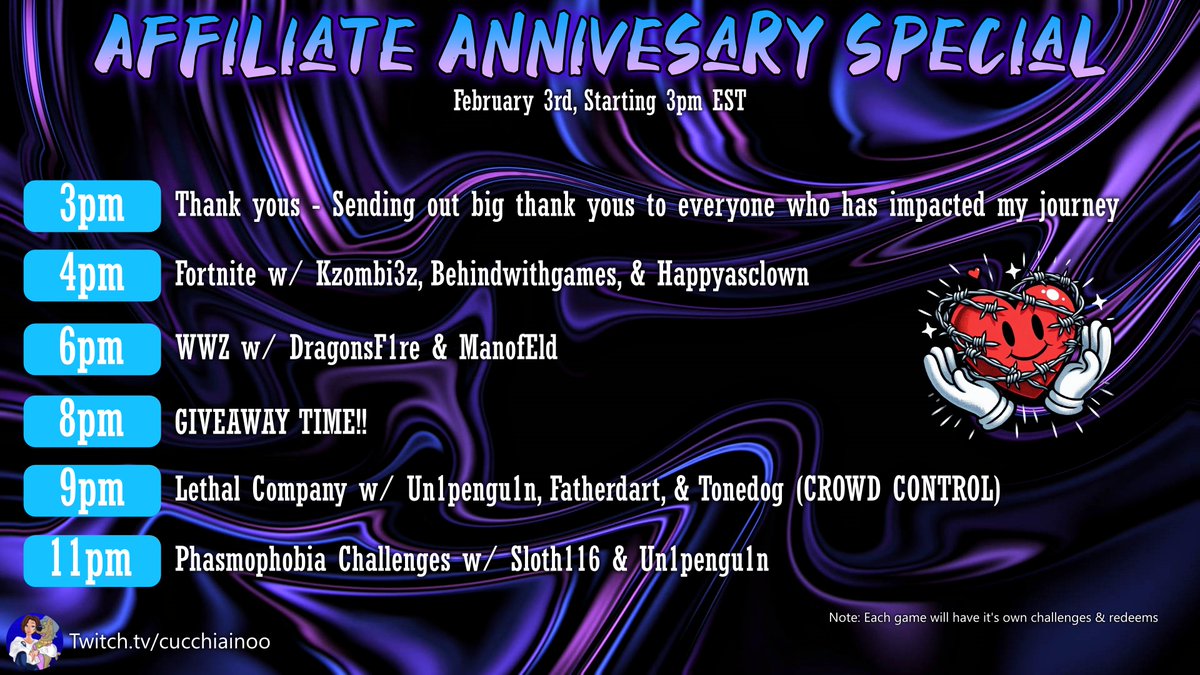 Cucchiainoo's tweet photo. FEBRUARY 3RD STARTING AT 3PM EST🥳

Each game will have its own challenges and redeems for everyone to use as well as CROWD CONTROL for Lethal Company‼️‼️

Joined by some of my bestest friends I've met throughout this journey🩷🩷

🚨🚨BE THERE TOMORROW🚨🚨
https://t.co/9JCVyswGJP https://t.co/Fj8iJ2aSOV