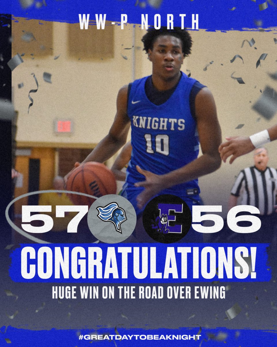 Congratulations to the WW-P North boys basketball team for their Friday night road victory over Ewing this evening. Malachi Jeffers-Viera lead all scorers with 26 points.
#greatdaytobeaknight