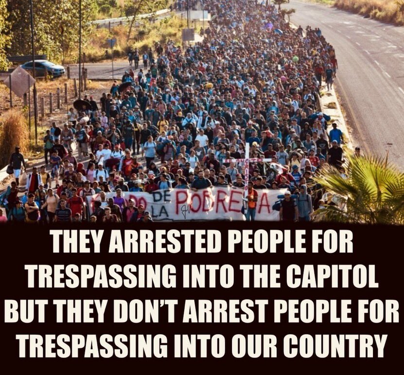 Anyone else have a problem with this? They arrested people for trespassing into the Capitol but they don’t arrest people for trespassing into our country