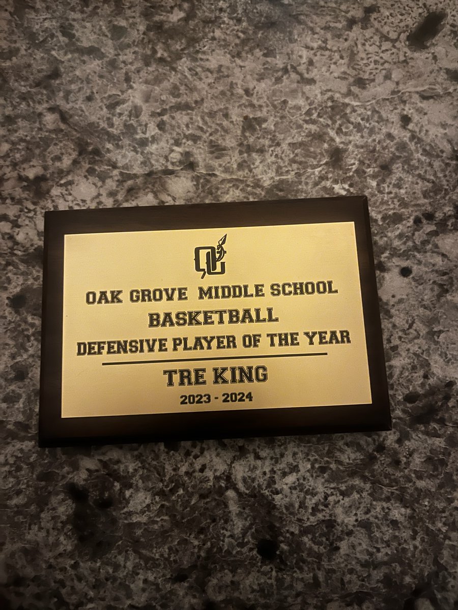 I earned it ! First plaque of many ! <a href="/laron40/">Coach Brumfield</a> <a href="/OGBball/">Oak Grove Basketball</a> <a href="/ogwarriorsfb/">Oak Grove Warriors Football</a> <a href="/merchan68288907/">Benjie Merchant</a>  defense wins championships #warriormindset #defensiveplayeroftheyear #dpoty #basketball #middleschool #Mississippi