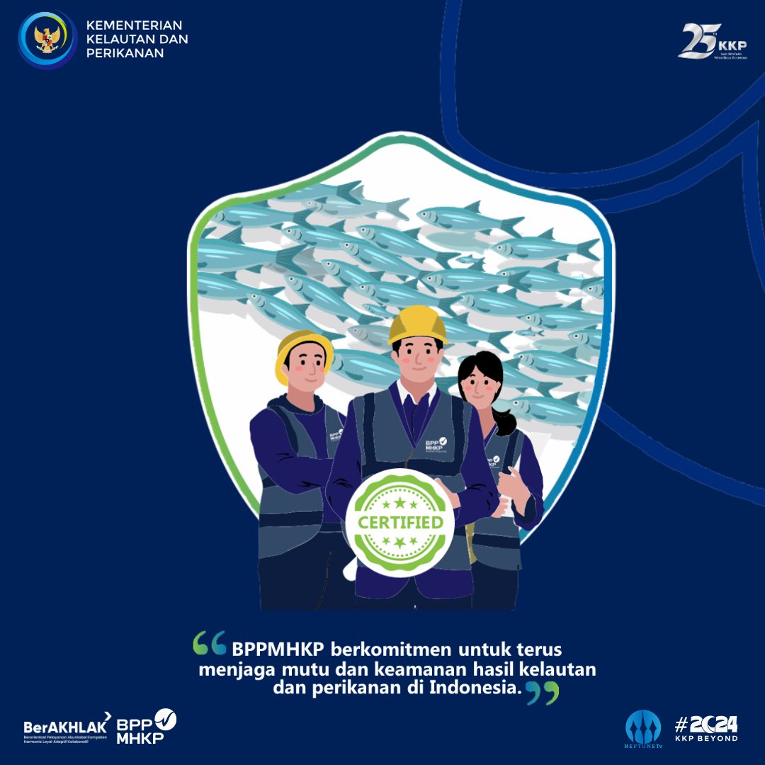 BadanMutuBaubau's tweet photo. Dengan melakukan sertifikasi pada pelaku usaha, monitoring kesegaran ikan dan wilayah perairan/penangkapan ikan, BPPMHKP berkomitmen untuk terus menjaga mutu dan keamanan hasil kelautan dan perikanan di Indonesia. https://t.co/7wYSe730Eb