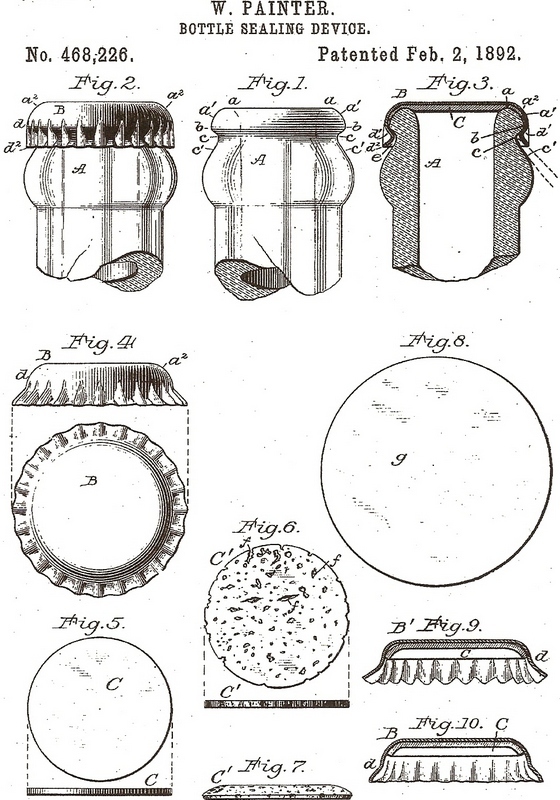 AdamMossoff's tweet photo. 1/3 On this date in #innovation history: William Painter receives a #patent in 1892 for his #invention of the bottlecap. Using new machine tooling and mfg. materials (metal) of Industrial Revolution, Painter creates new cheap, effective way to seal bottles. #PatentsMatter @uspto https://t.co/GCRFlLth6X