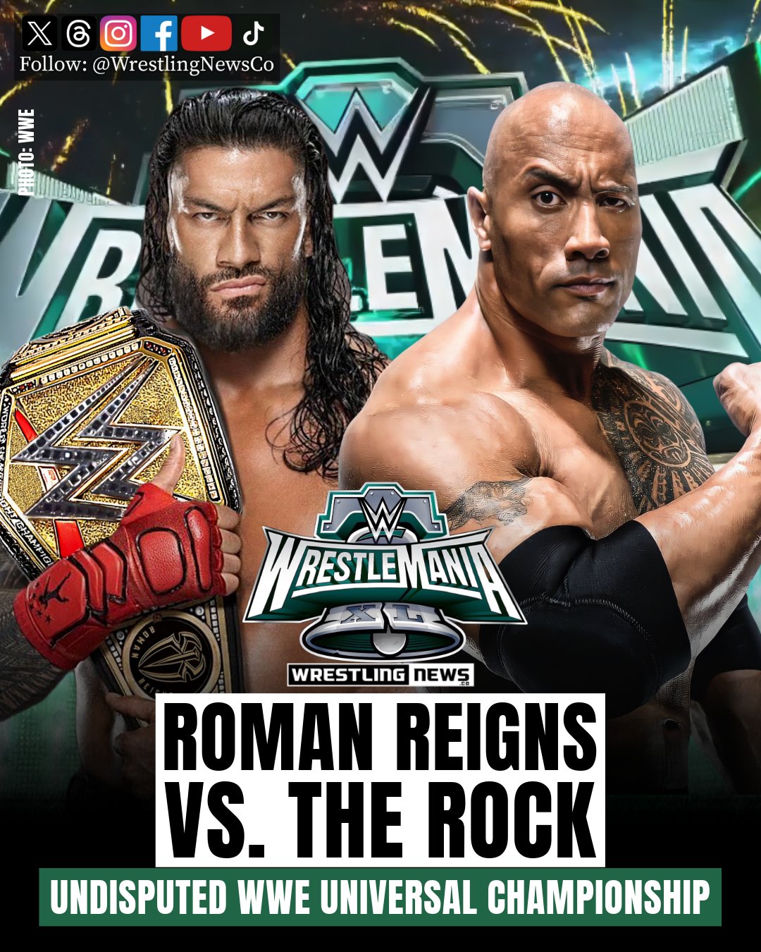 Wrestling News on X: &ldquo;Roman Reigns vs. The Rock is official for 