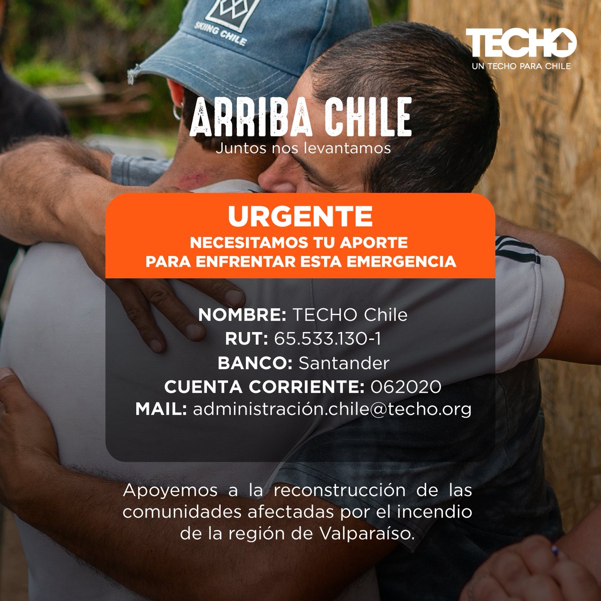 🚨 URGENTE: ARRIBA CHILE 🚨

Nuestro regional ya se encuentra desplegado en las zonas afectadas levantando y apoyando a las comunidades perjudicadas.

⚠️ Esta emergencia la enfrentamos juntos. Para centros de acopio puedes revisar en nuestras historias.