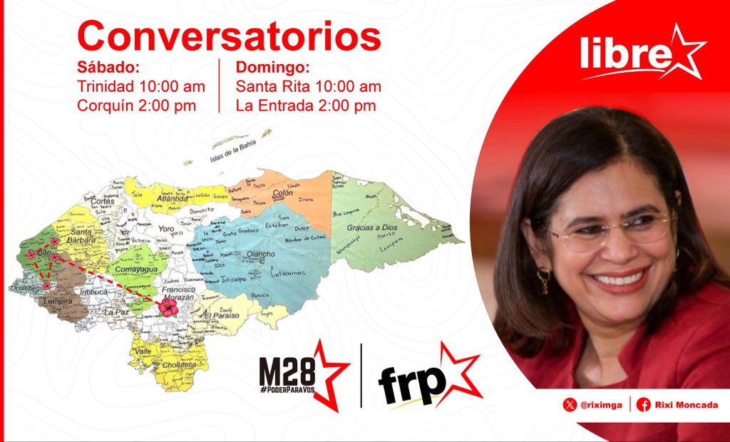 riximga's tweet photo. Este fin de semana visitaré municipios de Copán, para continuar conversatorios y construir juntos la próxima victoria y el proyecto popular que dé continuidad al proceso de refundación y justicia. @PartidoLibre. https://t.co/UTfVbLgWPn