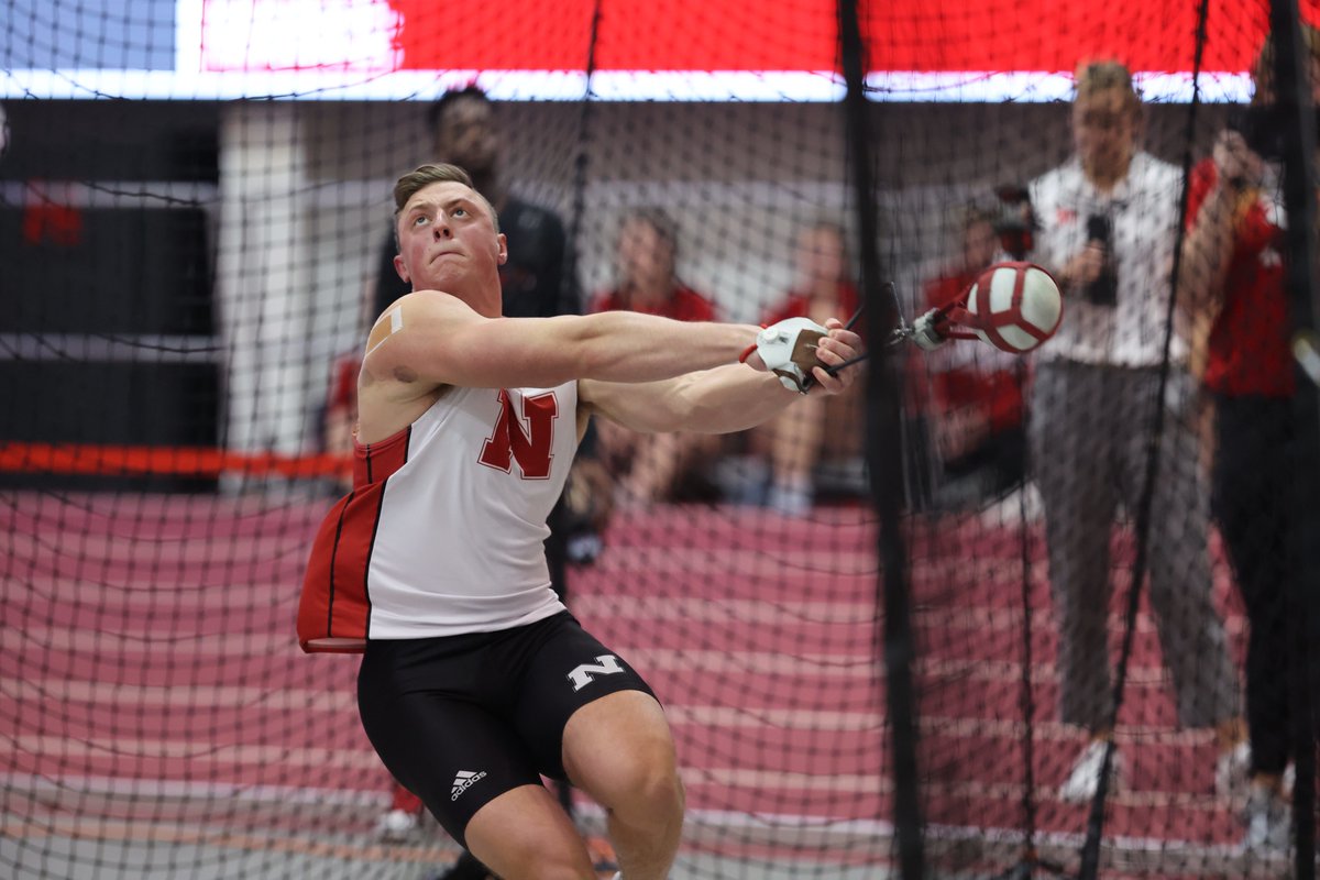 HuskerTFXC's tweet photo. He can't be stopped!!

Henry Zimmerman breaks his own school record AGAIN to win the weight throw with a 75-1 1/4 (22.89m)🤯

That puts him at No. 2 in the Big Ten &amp; No. 4 in the NCAA! https://t.co/yhpzvckDBD