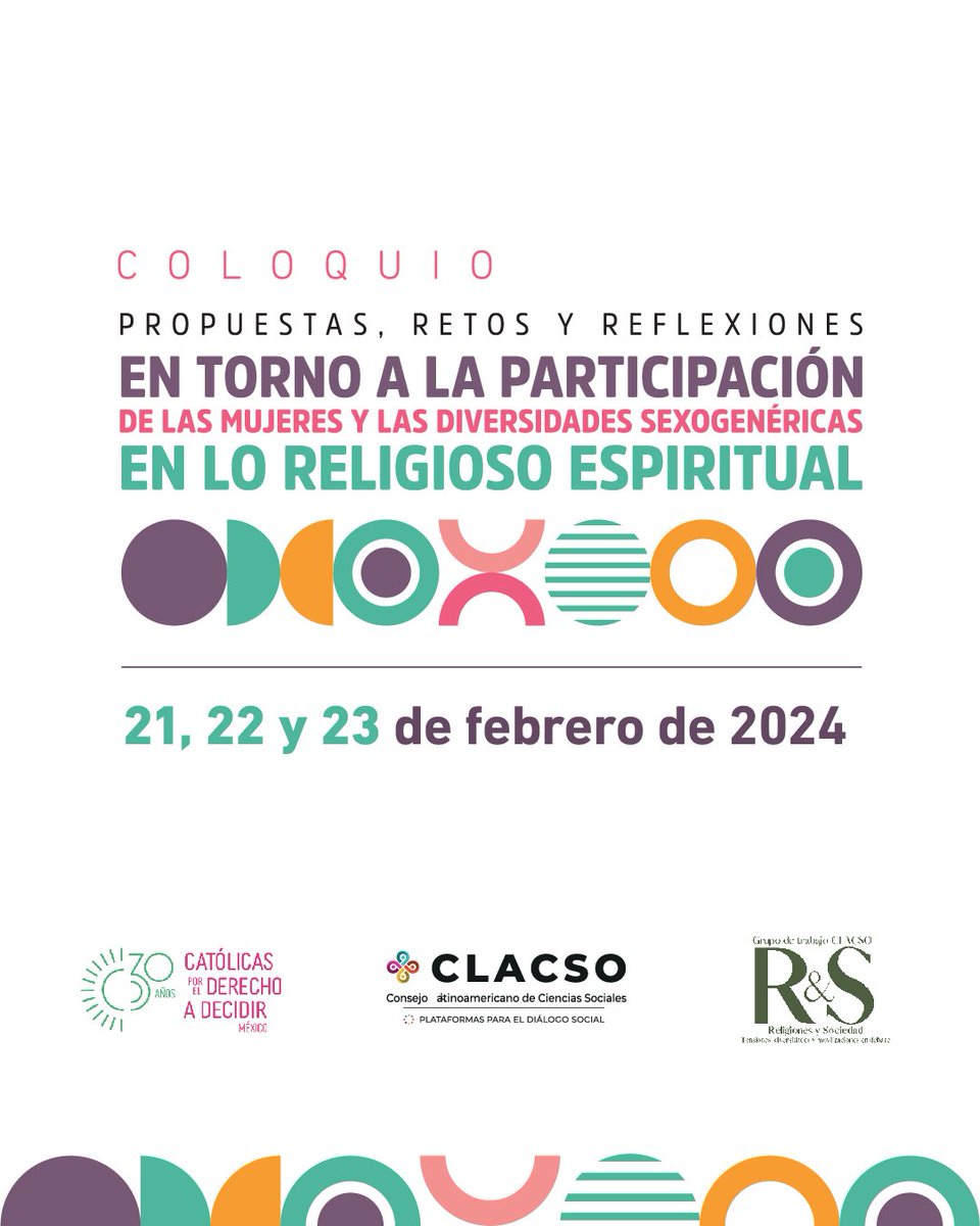 GT_Religiones's tweet photo. Se acerca un nuevo Coloquio sobre la participación de las mujeres y las diversidades sexogenéricas en lo religioso espiritual.
Programa general 👉 https://t.co/hdSs47Oaq4 
🗓 21 a 23 de febrero 2024
📍 Virtual, registro previo 👉 https://t.co/wX4MON0mbE
Coord: Cristina Mazariegos https://t.co/kXKkFTtmNG