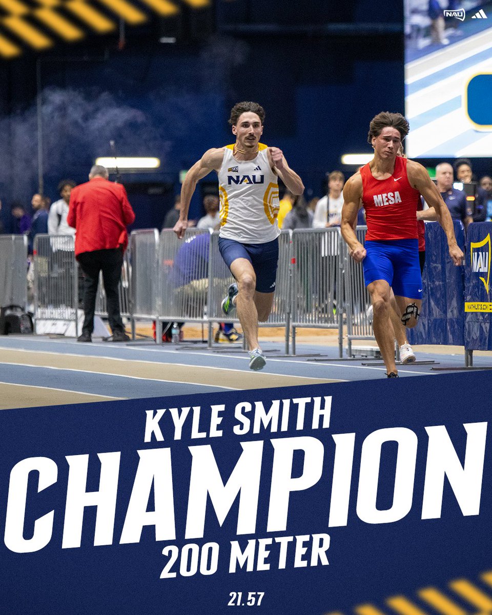 NAUTrackFieldXC's tweet photo. Kyle Smith dominated in the 200-meter, easily taking the event win!
🥇 Kyle Smith: 21.57
🥉 MarcAnthony Sanchez: 21.88
4⃣ Joshua Anderson: 21.94
7⃣ Ian Lipsey: 22.03
8⃣ Khamis Hassan: 22.17
9⃣ Zachary Sutton: 22.54
#RaiseTheFlag | #BigSkyTF https://t.co/OrjwNNr8iS