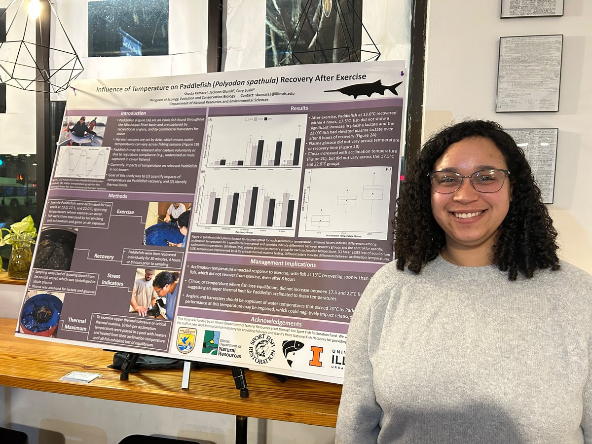 KamaraShasta's tweet photo. Got to chat paddlefish with some fellow grad students at the @GEEBatUIUC  symposium tonight! Always a privilege to share about such a cool fish! https://t.co/MUazlvlM7q