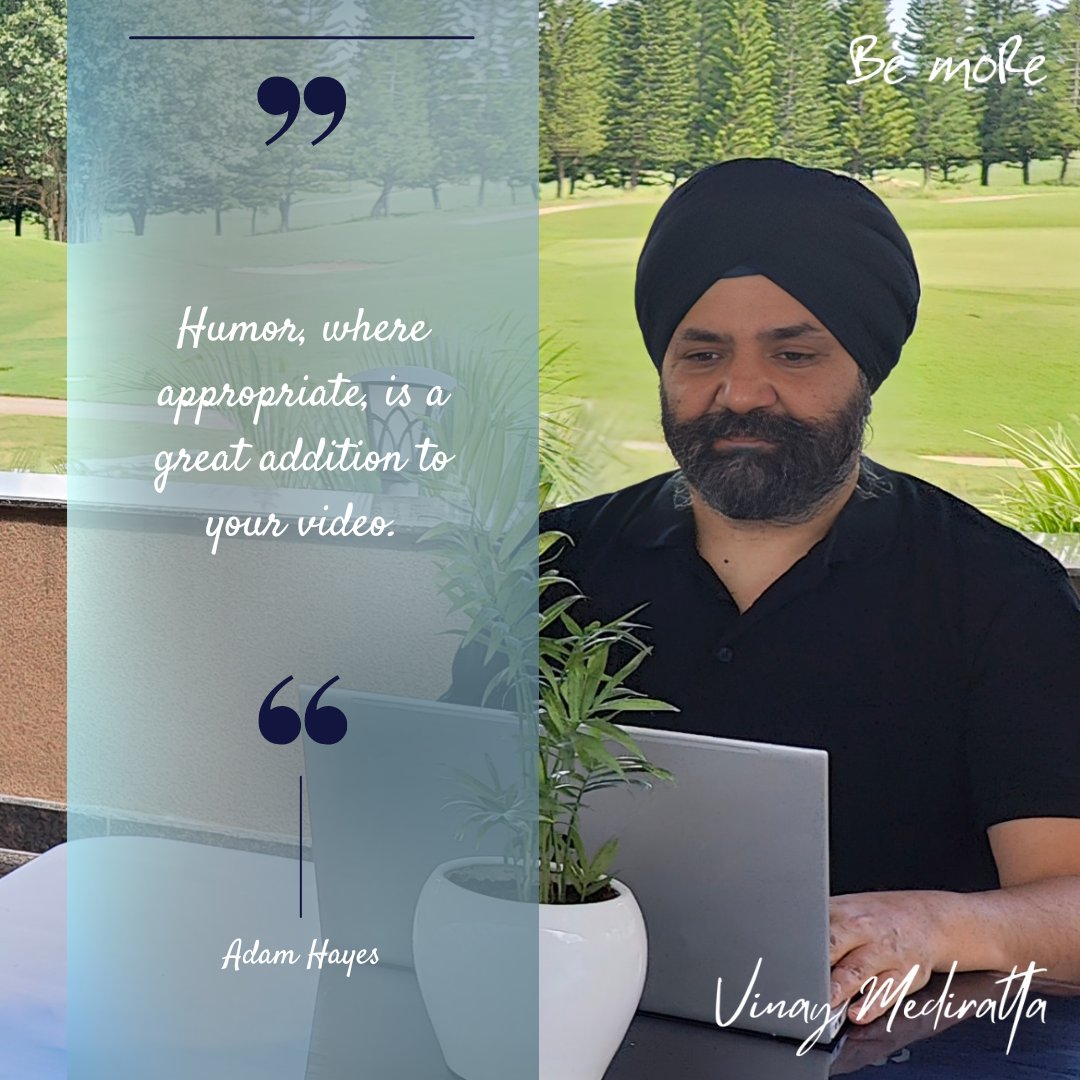 vinaymediratta's tweet image. Humor adds a spark to your video! #VideoMarketing #AddSomeFun #BeMore #BeMoreVisible #21DaysVideoMarketer