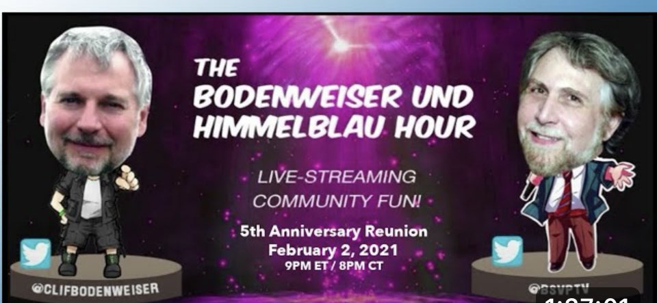 8th Anniversary of the #BodenweiserUndHimmelblau Hour. Relive the #Blab days with the 5th Anniv. Reunion youtube.com/live/vJqiACQQE…