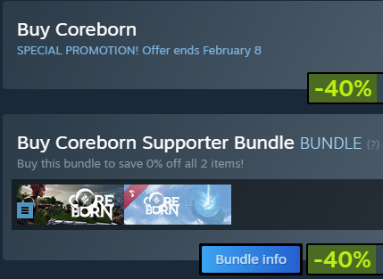 BlankhansStudio's tweet photo. So, not only did we drop our newest Coreborn content patch, Settlers' Dawn, but you can also get the game for 40% off until February 8th.