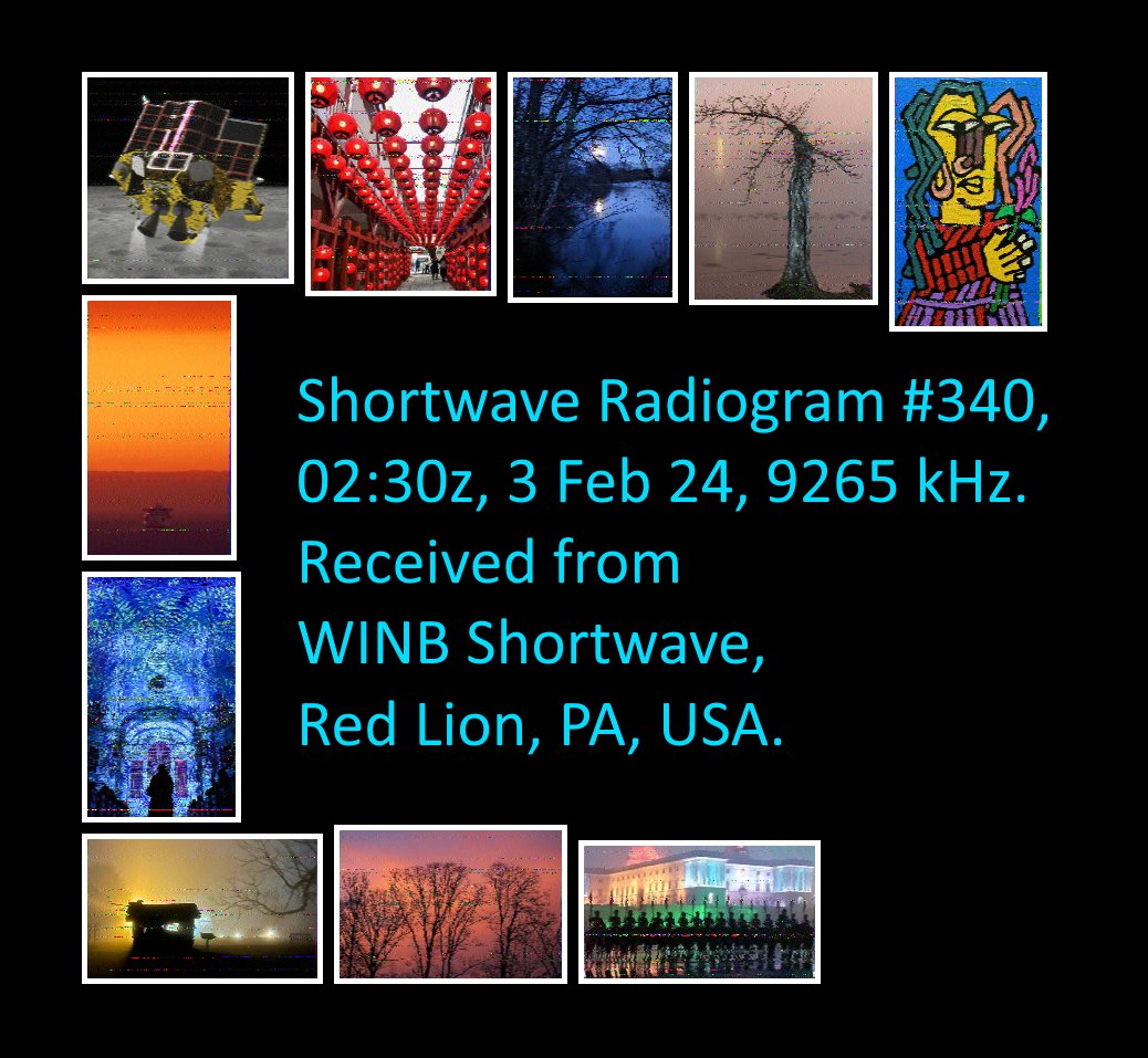 MFSK images @SWRadiogram #340
9265 kHz, 3 Feb 2024, 02:30z.
Received in JN53eu with:

Wire Antenna
AirSpy HF+ Discovery
SDR# Studio v.1920
FLDIGI v.4.2.00

Strong signal with some deep fading.
Transmitted by WINB Shortwave, Red Lion, PA, USA.