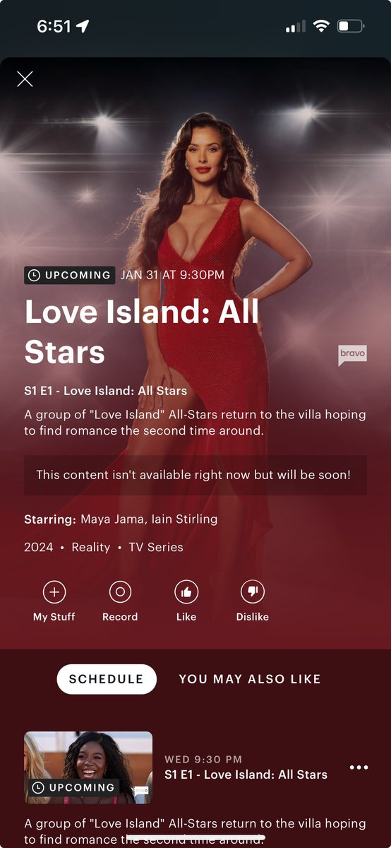 kriswest22's tweet photo. @BravoTV @hulu @LoveIsland 

Explain why my Hulu said this on Monday and now it’s not on there at all????? https://t.co/cDGx7DURRR