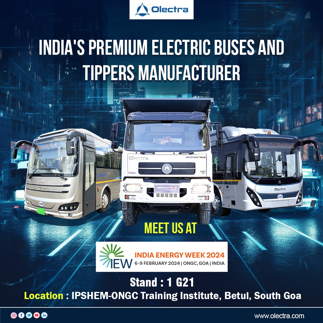 The countdown is on! Just #3DaysToGo for #IndiaEnergyWeek2024 Join #Olectra to explore the future of Indian sustainable transportation, fostering innovation and shaping #EV #IEW2024 #ElectricVehicle #Sustainability #EcoFriendly #FutureisElectric