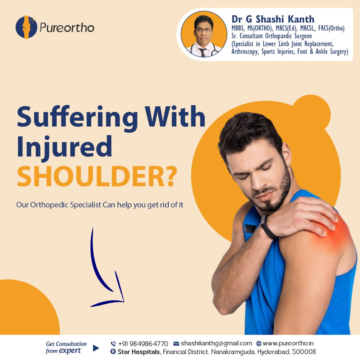 🩹 Struggling with a shoulder injury? Let Puro Ortho be your guide to recovery! Our Orthopedic specialists are here to help you bid farewell to shoulder pain and regain strength. Say goodbye to discomfort and hello to a healthier, pain-free you! 💪
#ShoulderRelief #PuroOrthoCare