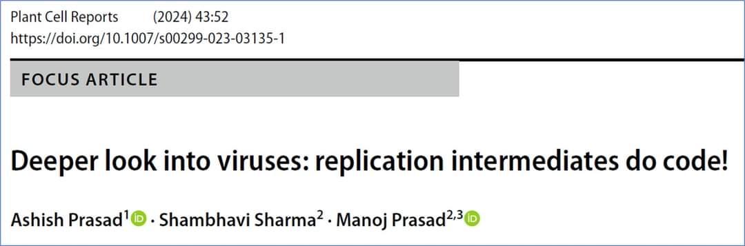 manoj_prasad70's tweet photo. Pleased to share our focus article on ‘Deeper look into viruses: replication intermediates do code!’ published in ‘Plant Cell Reports.’ 

Full text: https://t.co/lLzXqi3vwh https://t.co/72b4XnrpK6
