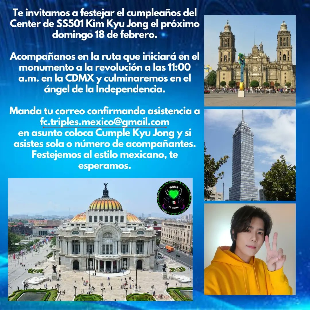 FC_TripleS_MX's tweet photo. 🚨ATENCIÓN🚨

Próximo domingo 18 de Febrero, te invitamos a ser parte de la ruta de festejo que llevaremos en cabo para festejar el cumpleaños de #KimKyuJong 
No olvides mandar tu correo confirmando asistencia y nos vemos en un festejo al puro estilo de México 🇲🇽 TE ESPERAMOS!! https://t.co/FWb8sTBXMP