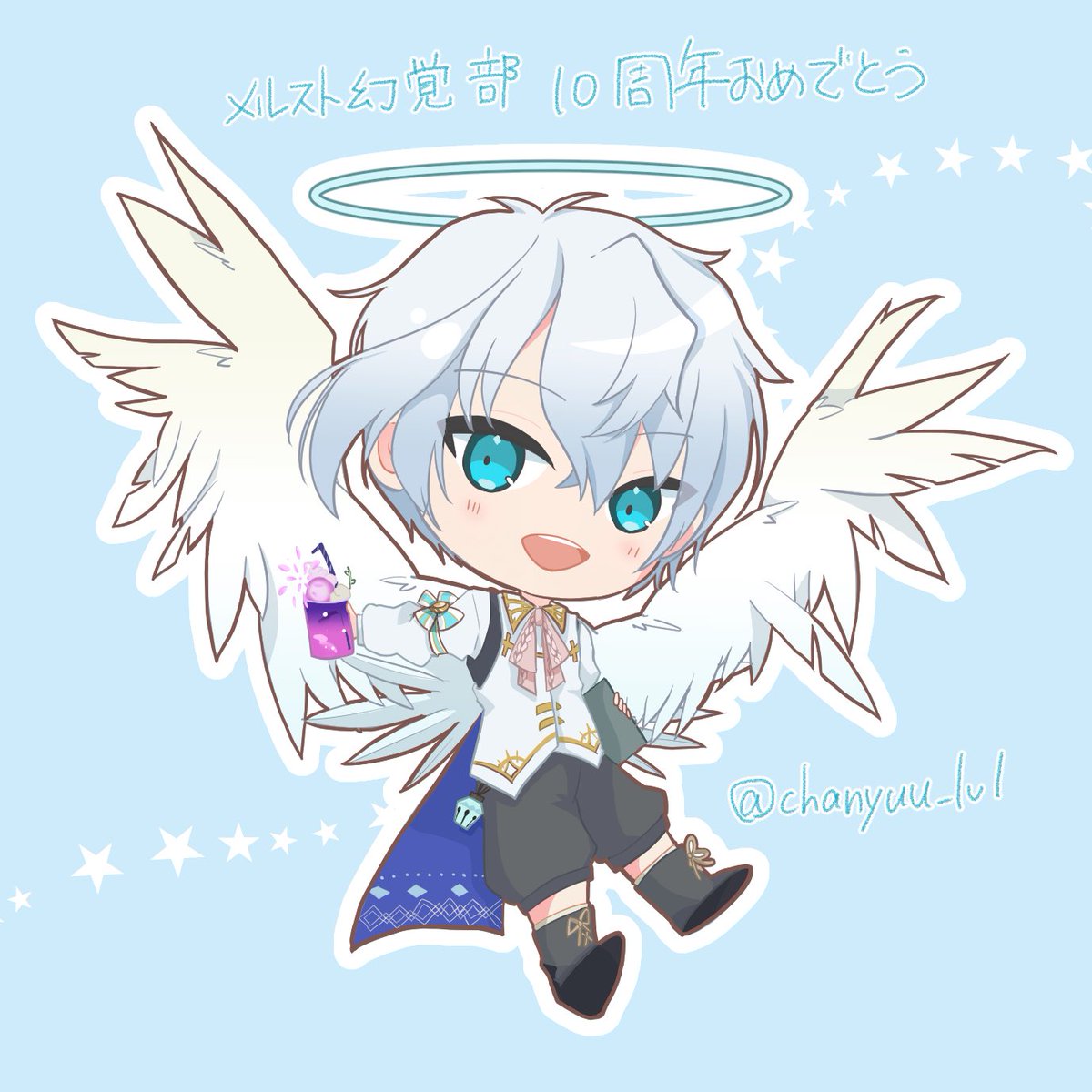 chanyuu_lvl's tweet photo. 10周年おめでとう！
アナザーのストーリーで情緒めちゃくちゃになったので今までのオルトスくん全部取りしてコラボ風勢いで描いちゃった
できれば、どこがなんのカードイラストかわかってもらえたら嬉しいです！！！
#メルストコラボカフェ幻覚部
#メルスト10周年おめでとう https://t.co/1GTgD3L025