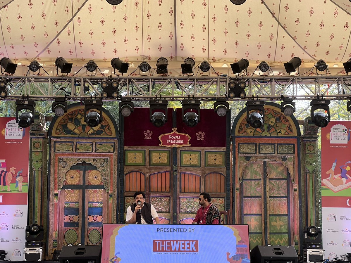 Two bestselling authors @itsanandneel and @SatyarthNayak come together to talk about mythology, #Mahagatha and more in this insightful session. @jaipurlitfest #jaipurliteraturefestival #jaipurliteraturefestival2024 #jaipurlitfest #HarperCollinsAtJLF