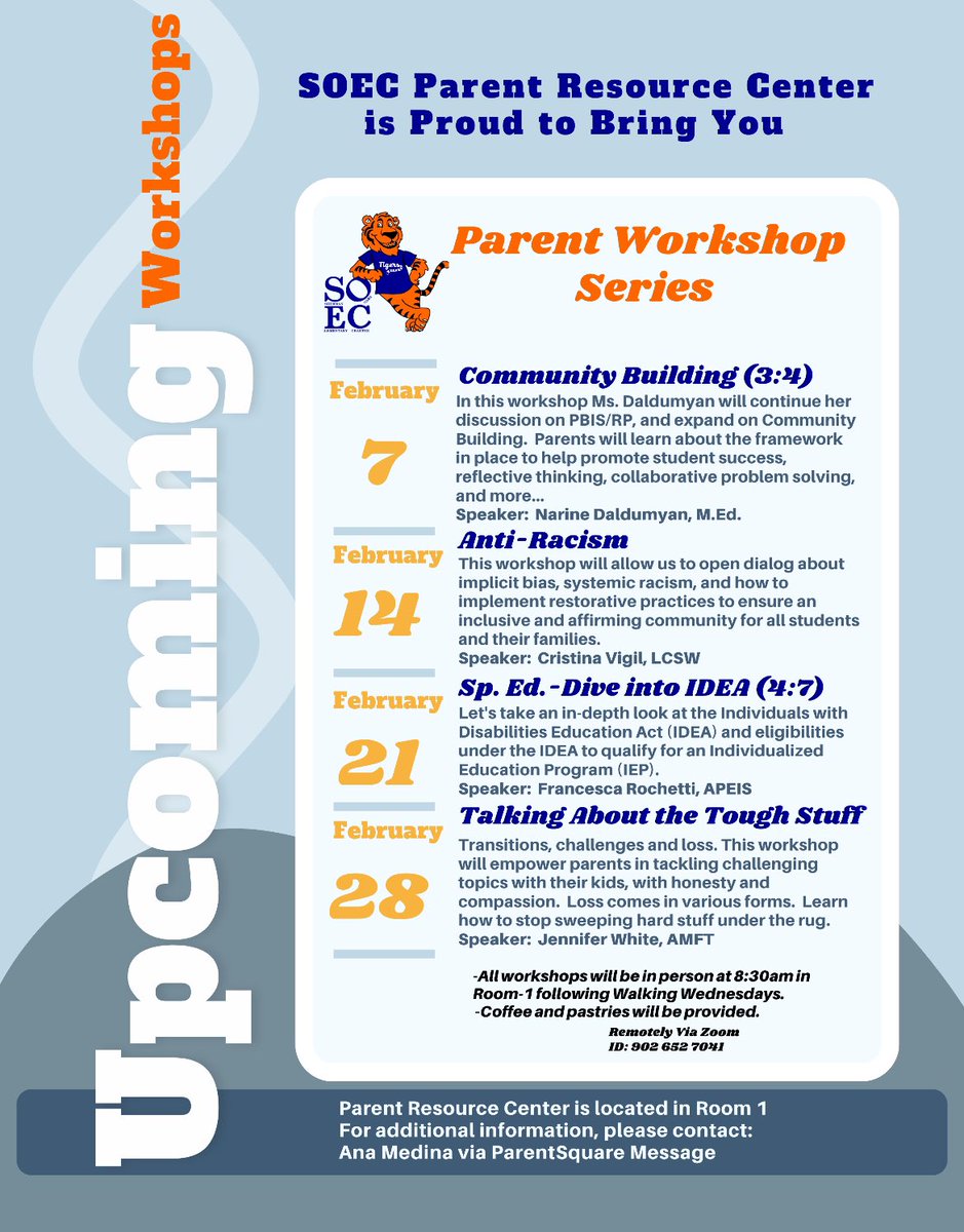 Make sure you mark your calendar for these upcoming parent workshops! We hope to see you there! @LAUSDSup @LASchoolsNorth @LAUSD_Achieve @ScottAtLAUSD @LausdSPED