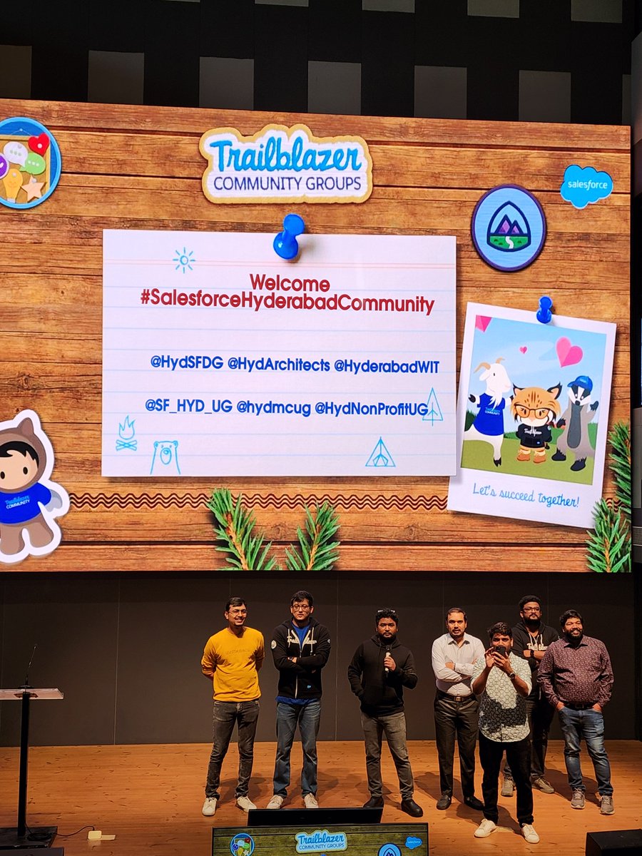 #Salesforce community is thriving in Hyderabad because of these awesome group leaders! <a href="/HydSFDG/">Hyderabad Salesforce Developer Group</a> <a href="/HydArchitects/">Salesforce Architect Group, Hyderabad</a> <a href="/HyderabadWit/">SF Hyderabad WIT</a> <a href="/SF_HYD_UG/">Hyderabad, India User Group</a> <a href="/hydmcug/">Hyderabad, IN B2C Marketers Group</a> <a href="/HydNonProfitUG/">Salesforce NonProfit UserGroup Hyderabad</a> #SalesforceHyderabadCommunity